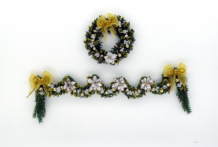Luxury White Poinsettia, Laurel Wreath and Garland